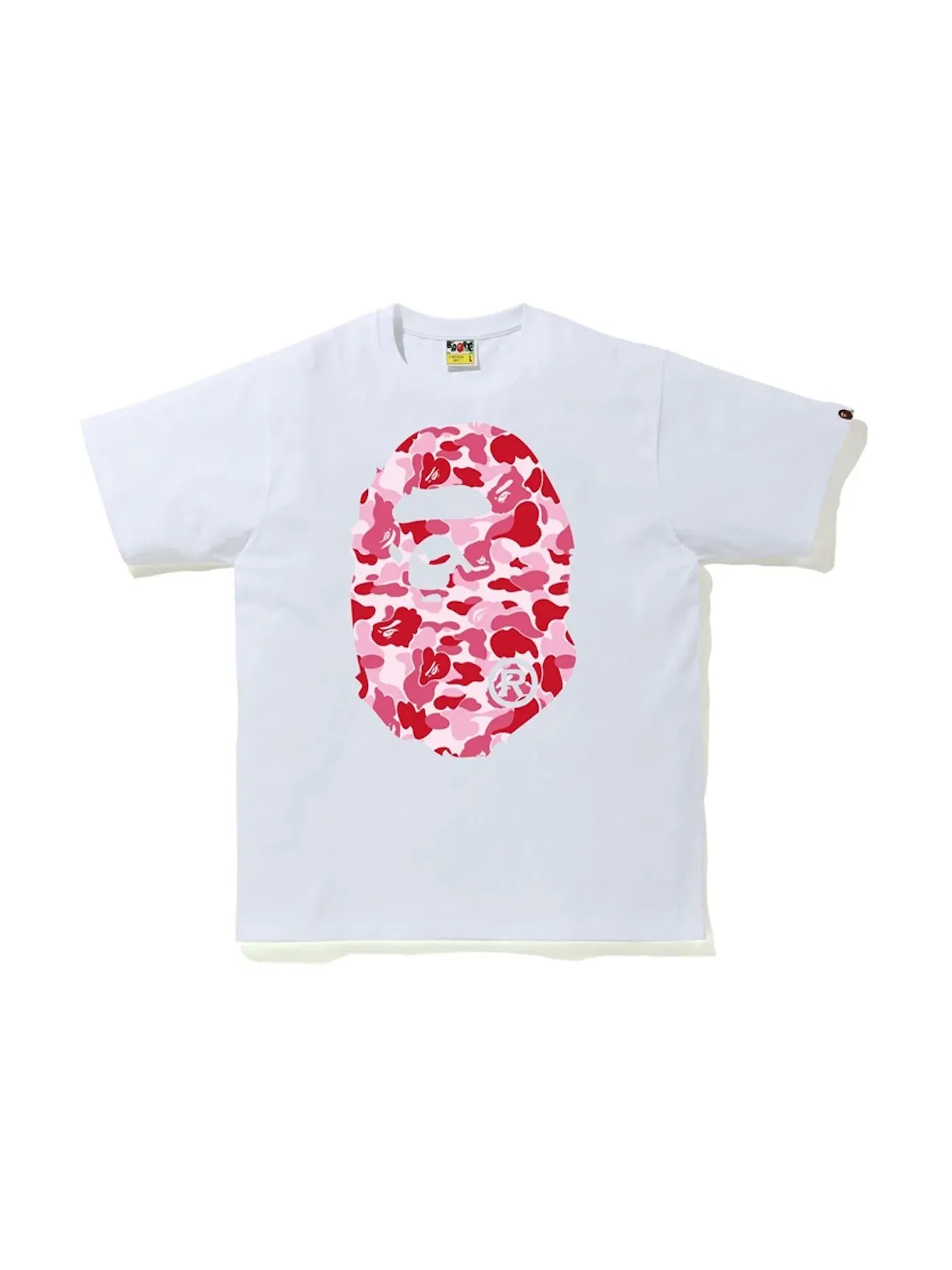 Мужская футболка с принтом BAPE ABC Camo Big Ape Head Tee — изображение 1 из 1, белый/розовый