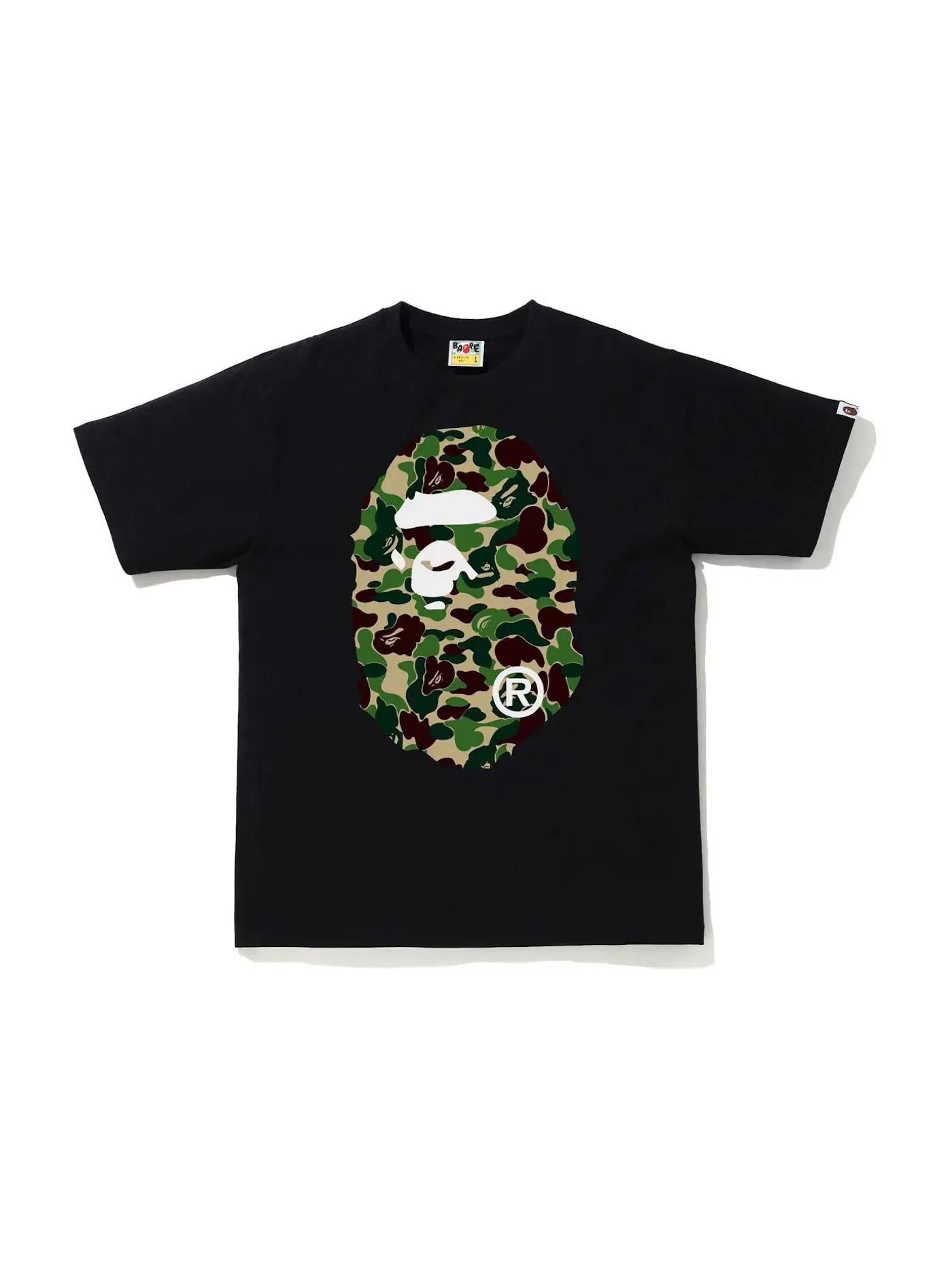 Мужская футболка с принтом BAPE ABC Camo Big Ape Tee BAPE — изображение 1 из 2, черный/зеленый