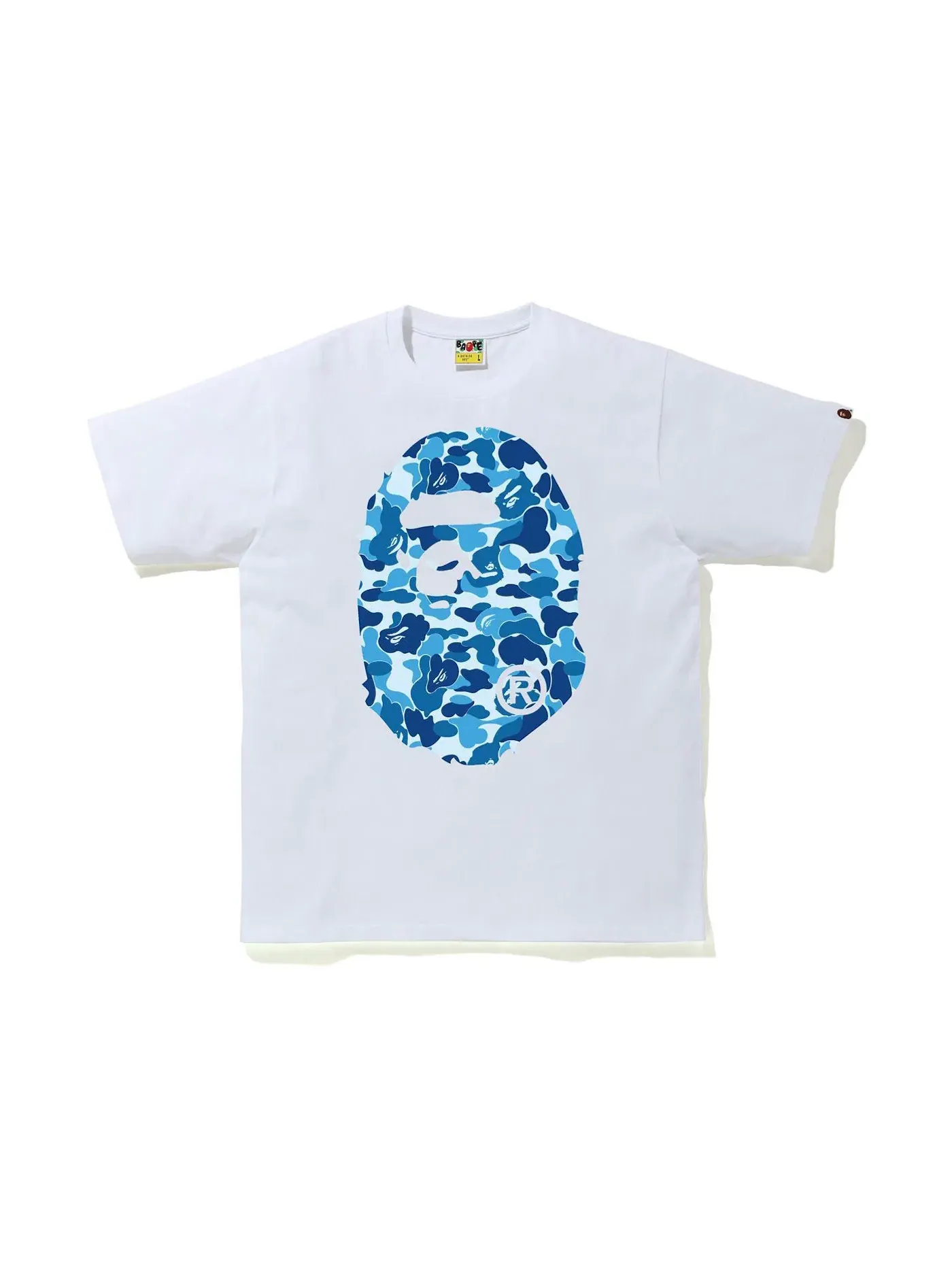 Мужская футболка с принтом BAPE ABC Camo Big Ape Tee BAPE — изображение 1 из 2, белый/синий
