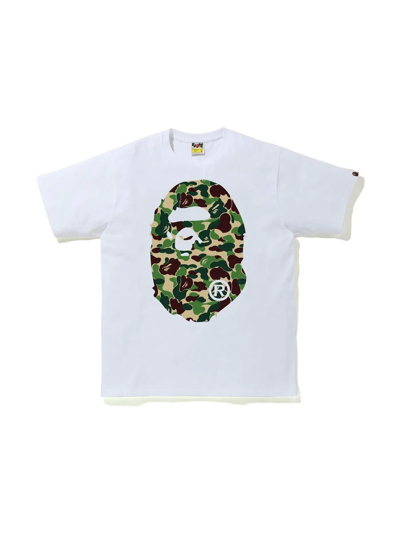 Мужская футболка с принтом BAPE ABC Camo Big Ape Tee BAPE — изображение 1 из 2, белый/зеленый