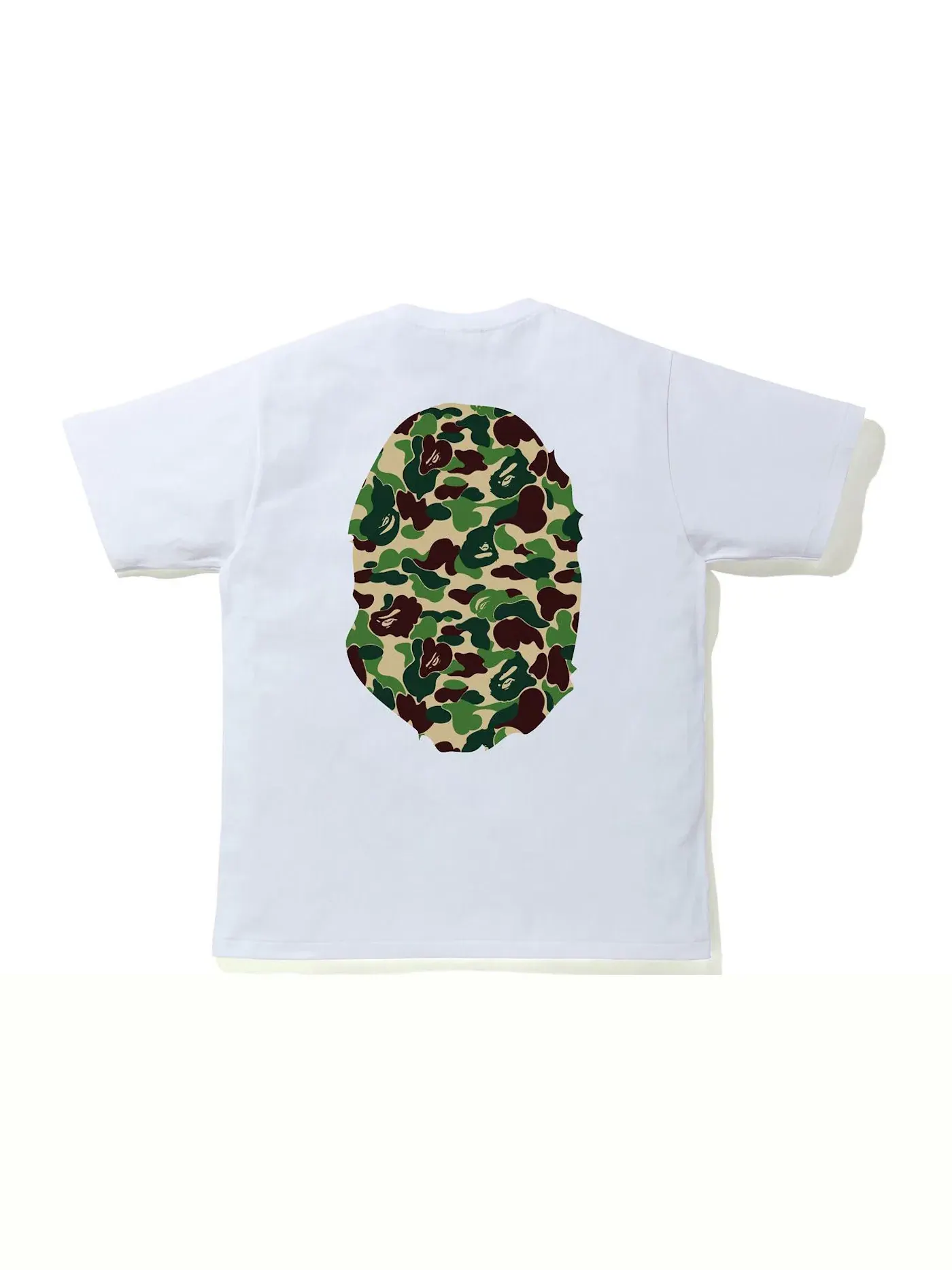 Мужская футболка с принтом BAPE ABC Camo Big Ape Tee BAPE — изображение 2 из 2, белый/зеленый