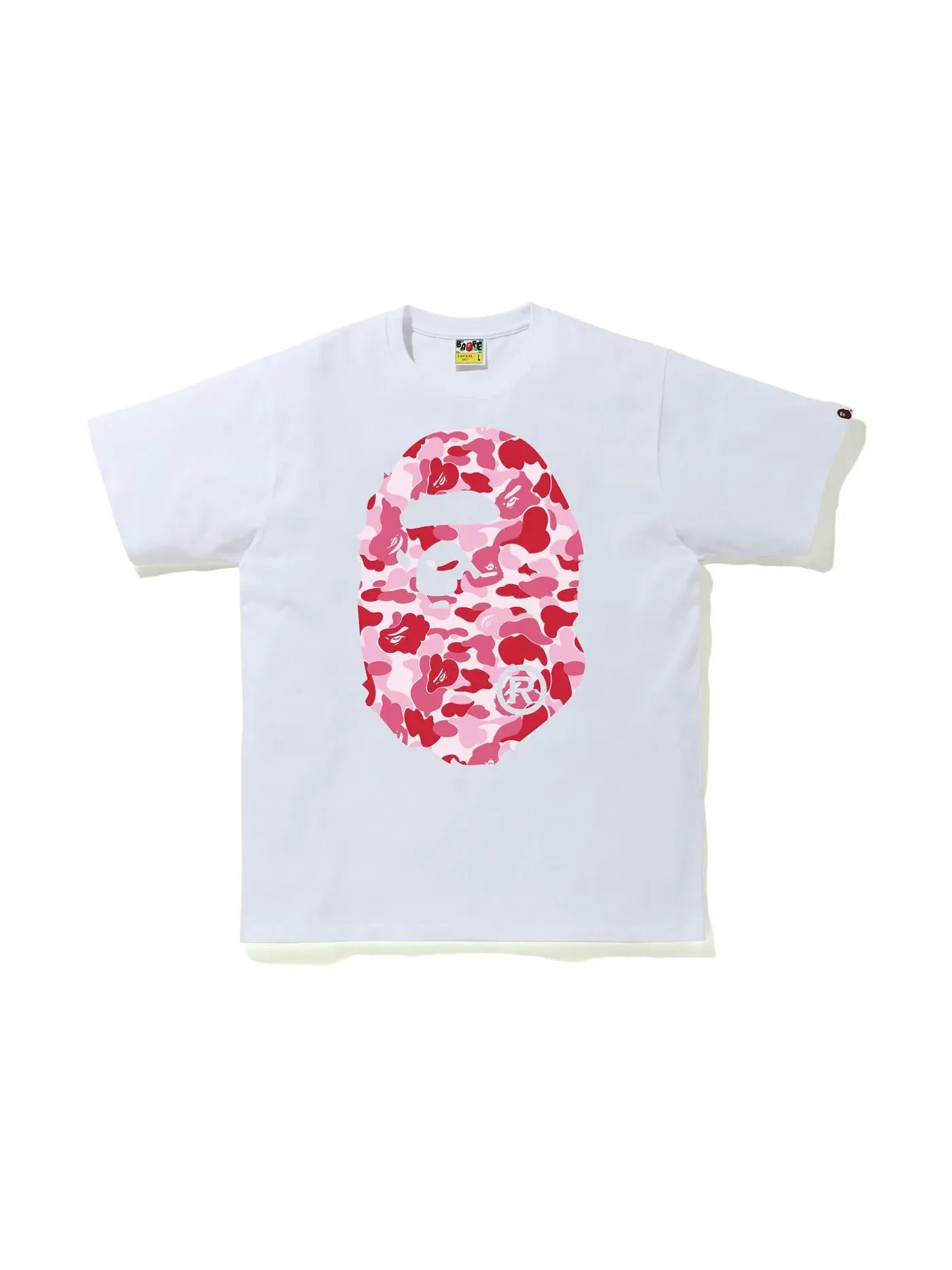 Мужская футболка с принтом ABC Camo Big Ape BAPE — изображение 1 из 2, белый/розовый