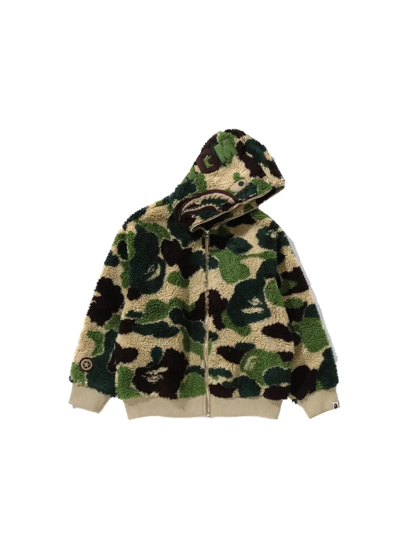 Мужской худи свободного кроя с принтом BAPE ABC Camo Boa Shark Relaxed Fit Hoodie BAPE — изображение 1 из 2, зеленый