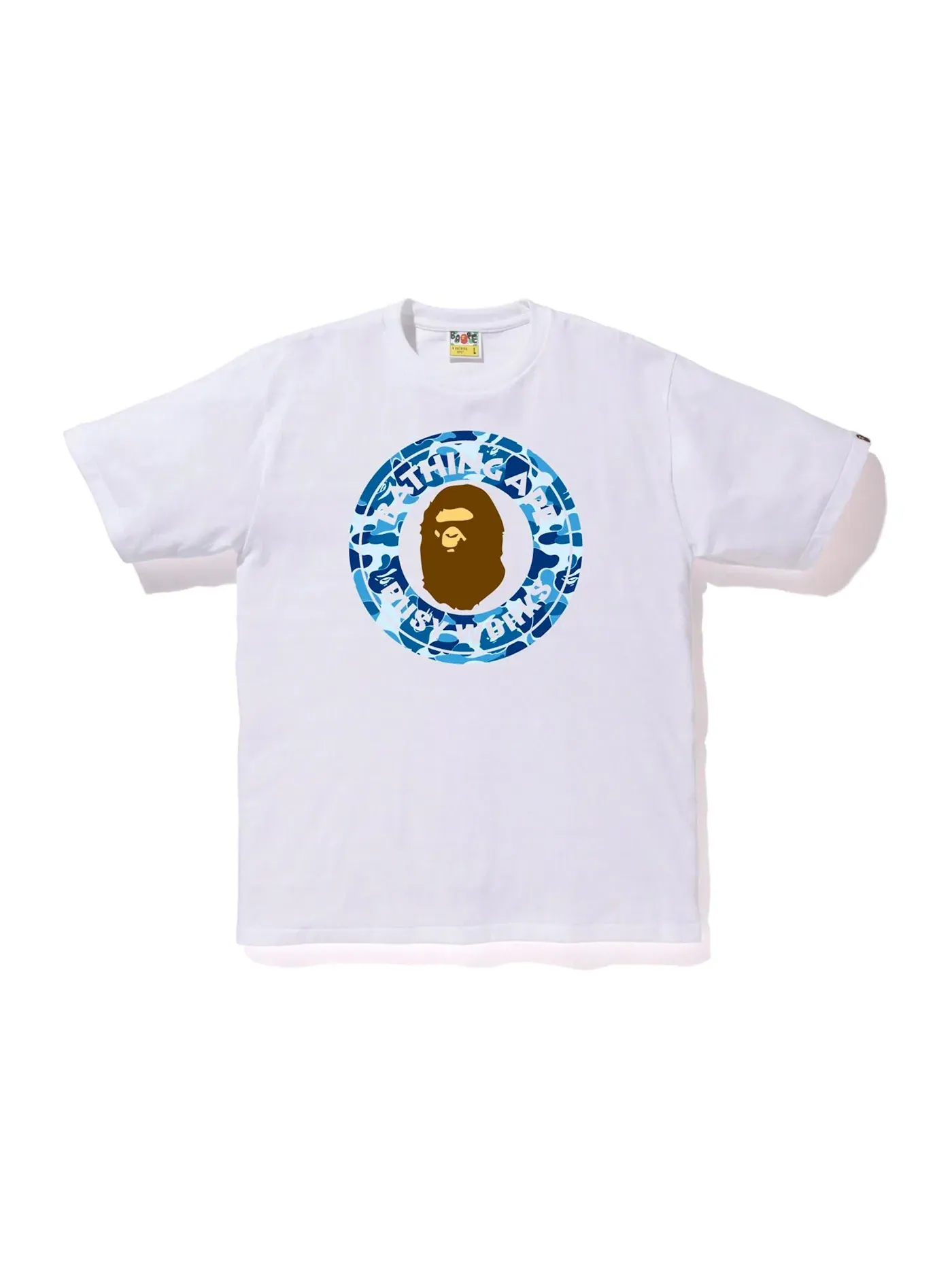 Мужская футболка с камуфляжным принтом BAPE ABC Camo Busy Works Tee — изображение 1 из 1, белый/синий