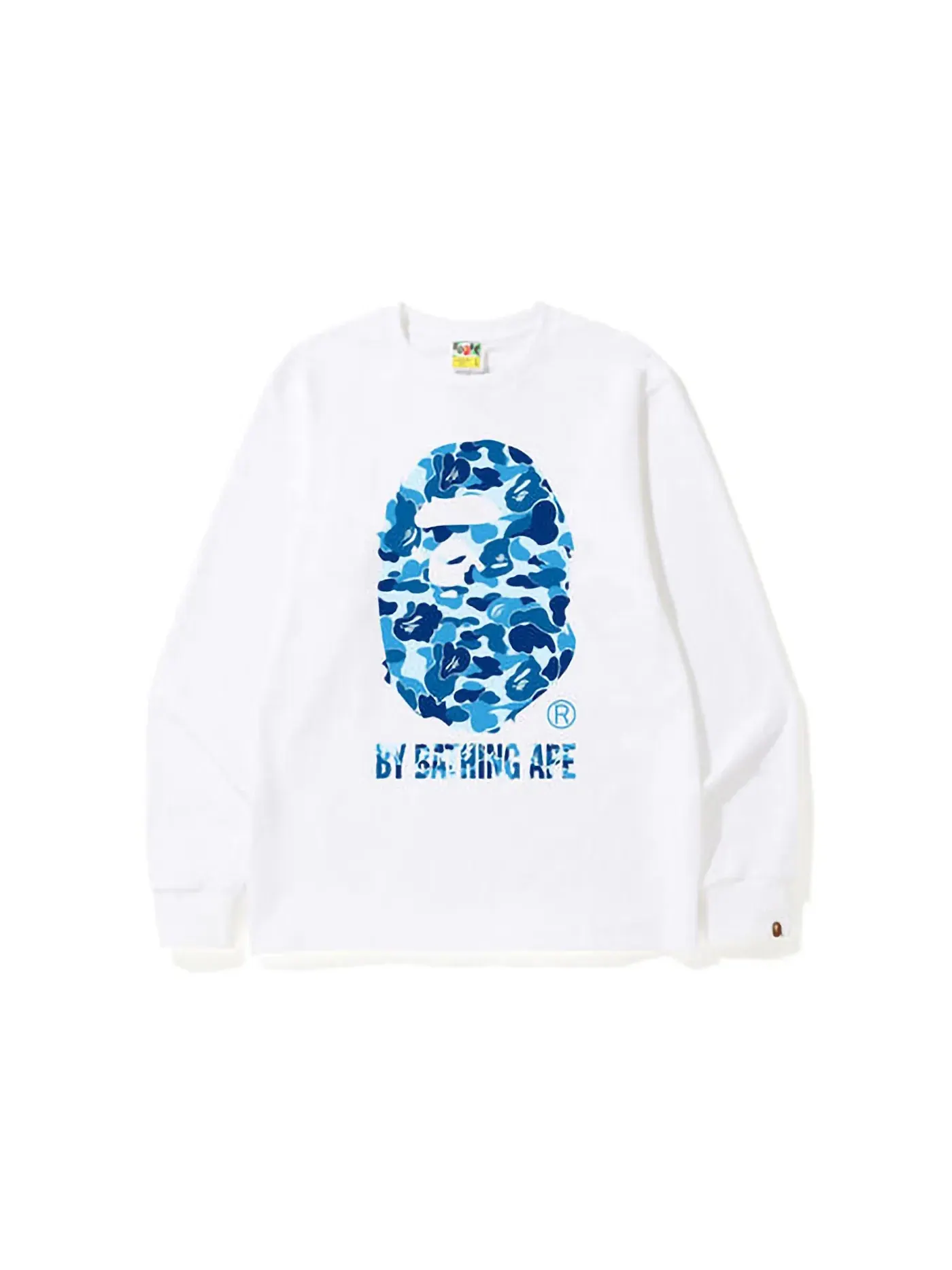 Мужская футболка с длинным рукавом с принтом ABC Camo BAPE — изображение 1 из 1, белый синий