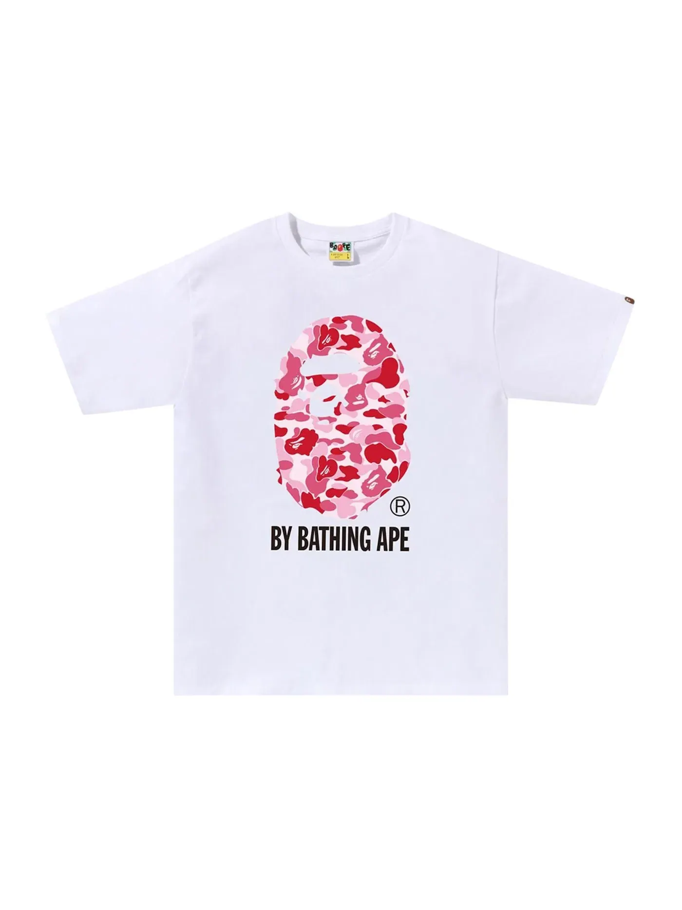 Мужская футболка с камуфляжным принтом BAPE ABC Camo By Bathing Ape Tee BAPE — изображение 1 из 1, белый/розовый