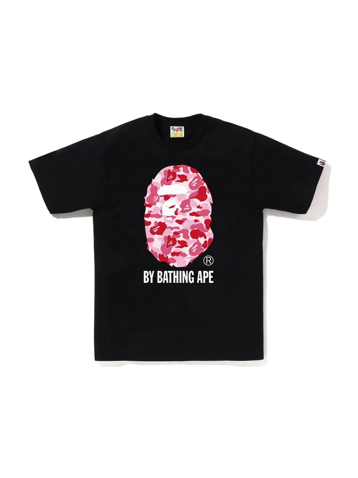 Мужская футболка с принтом BAPE ABC Camo By Bathing Ape Tee BAPE — изображение 1 из 1, черный/розовый