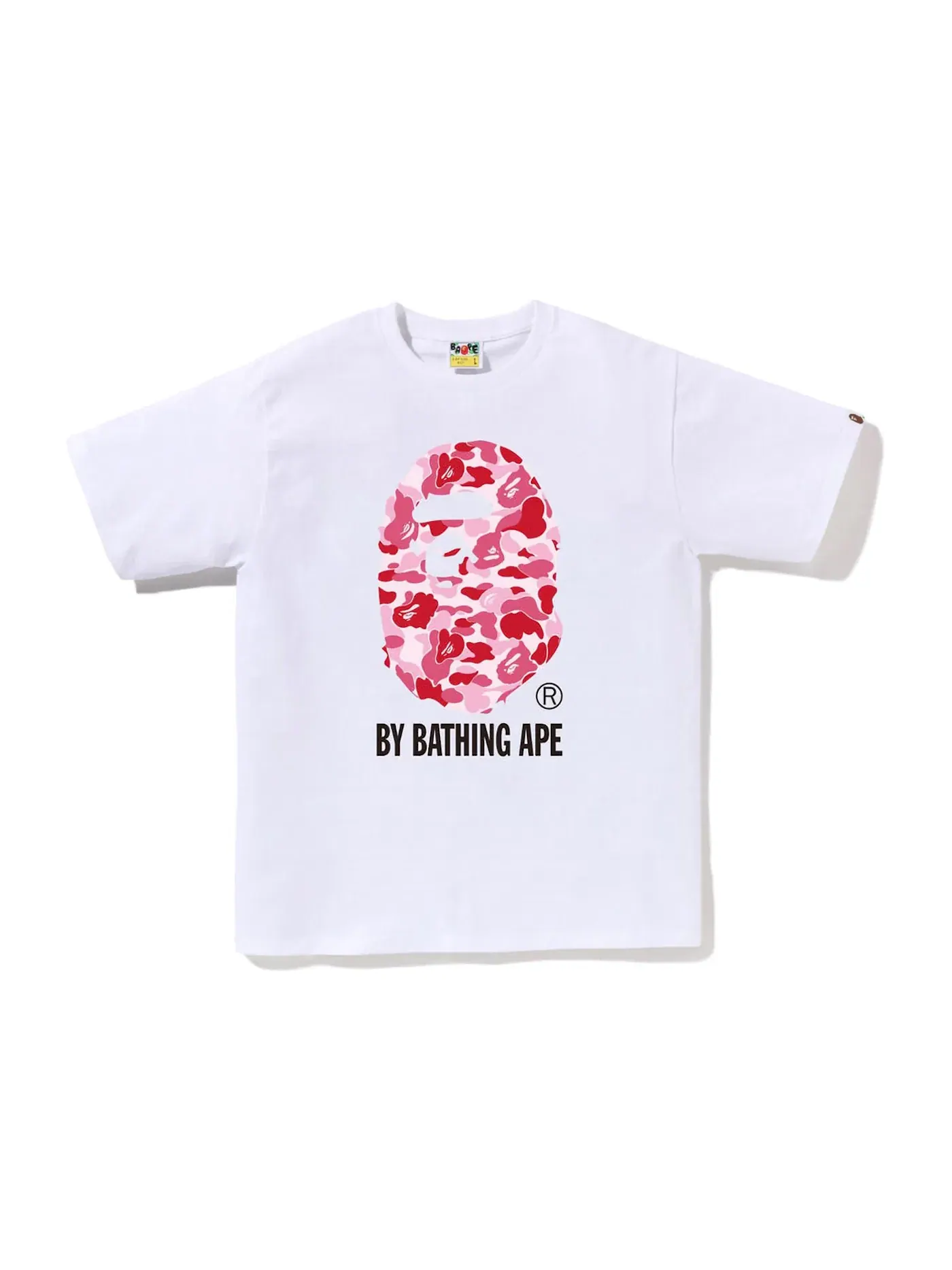 Мужская футболка с принтом BAPE ABC Camo By Bathing Ape Tee BAPE — изображение 1 из 1, белый/розовый