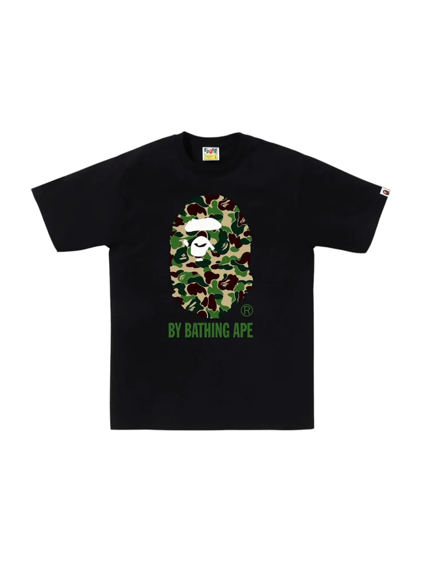 Мужская футболка с принтом BAPE ABC Camo By Bathing Ape Tee SS25 BAPE — изображение 1 из 1, черный/зеленый