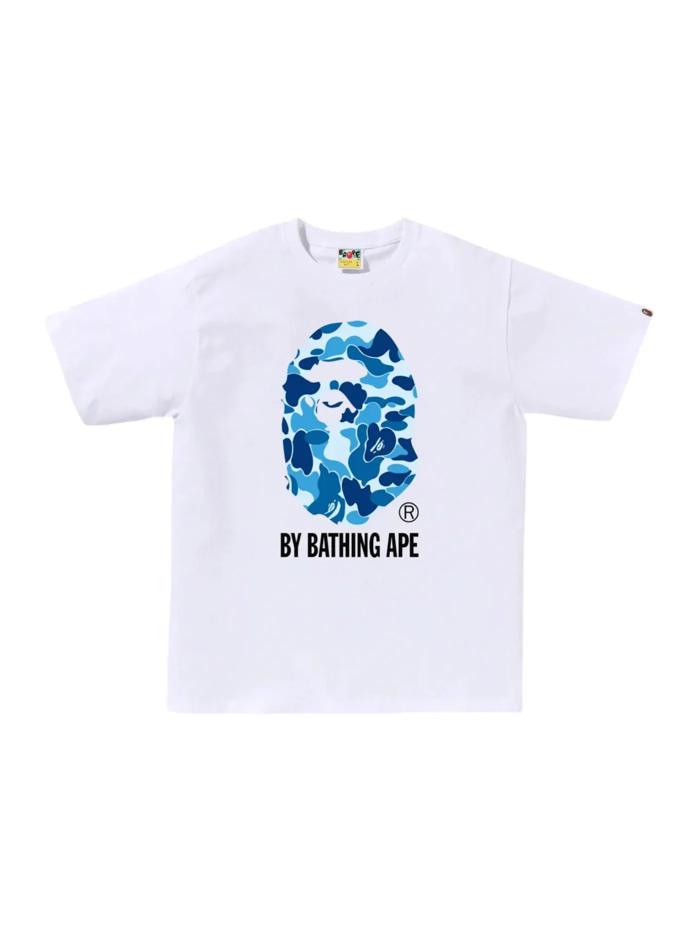 Мужская футболка с принтом BAPE ABC Camo By Bathing Ape Tee (SS26) BAPE — изображение 1 из 1, белый/синий