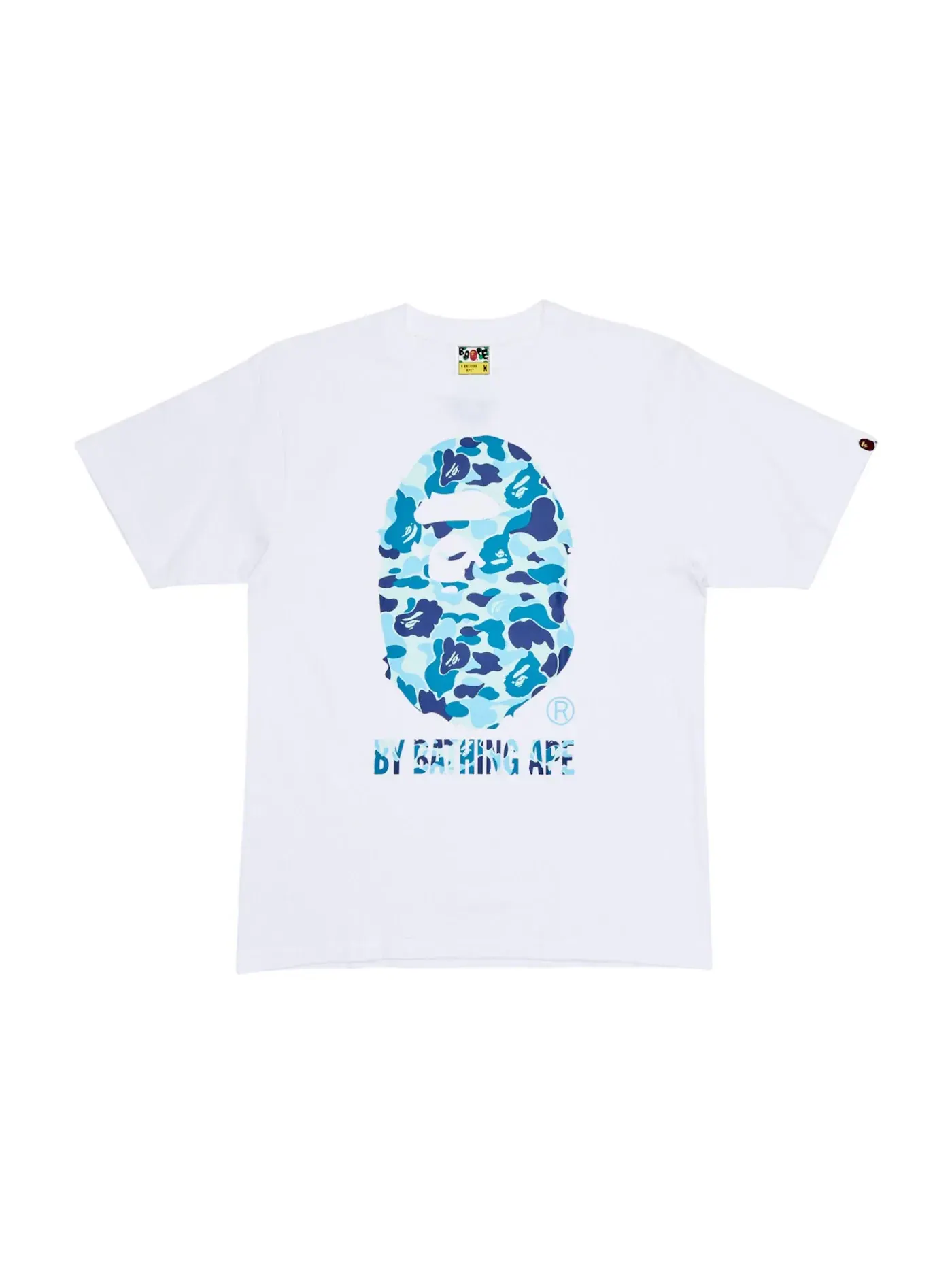Мужская футболка с принтом ABC Camo By Bathing Ape Tee BAPE — изображение 1 из 1, белый/синий