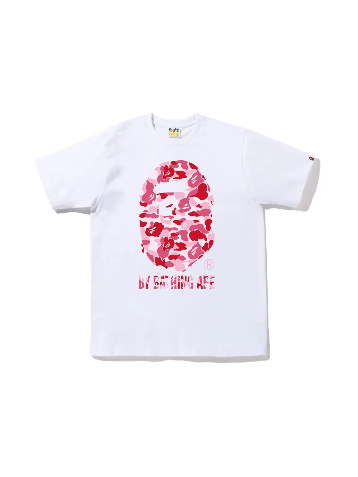 Мужская футболка с принтом BAPE ABC Camo By Bathing Ape Tee BAPE — изображение 1 из 1, белый/розовый