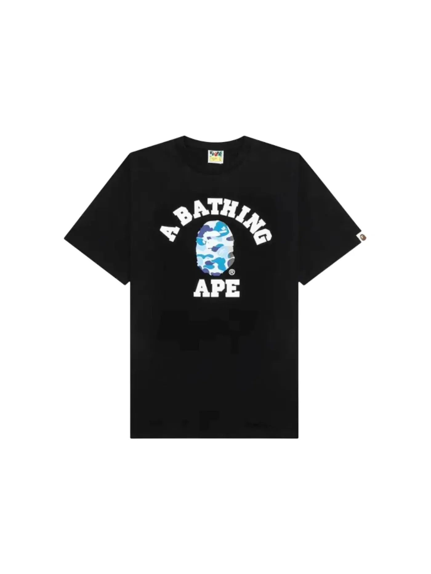 Мужская футболка с принтом BAPE ABC Camo College Tee BAPE — изображение 1 из 1, черный/синий