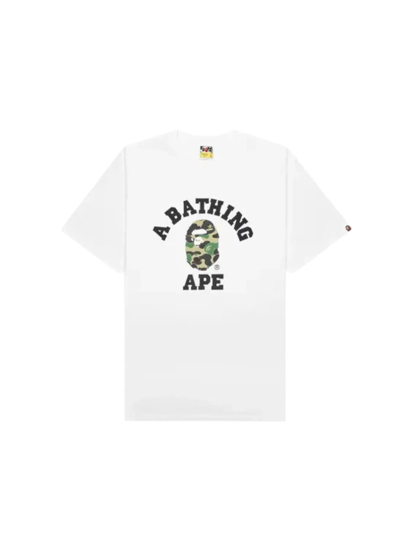 Мужская футболка с принтом BAPE ABC Camo College Tee BAPE — изображение 1 из 1, белый зеленый