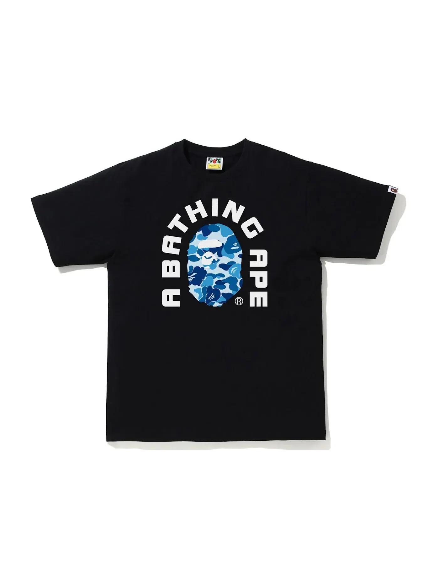 Мужская футболка с принтом BAPE ABC Camo College 2020 Tee BAPE — изображение 1 из 1, черный/синий