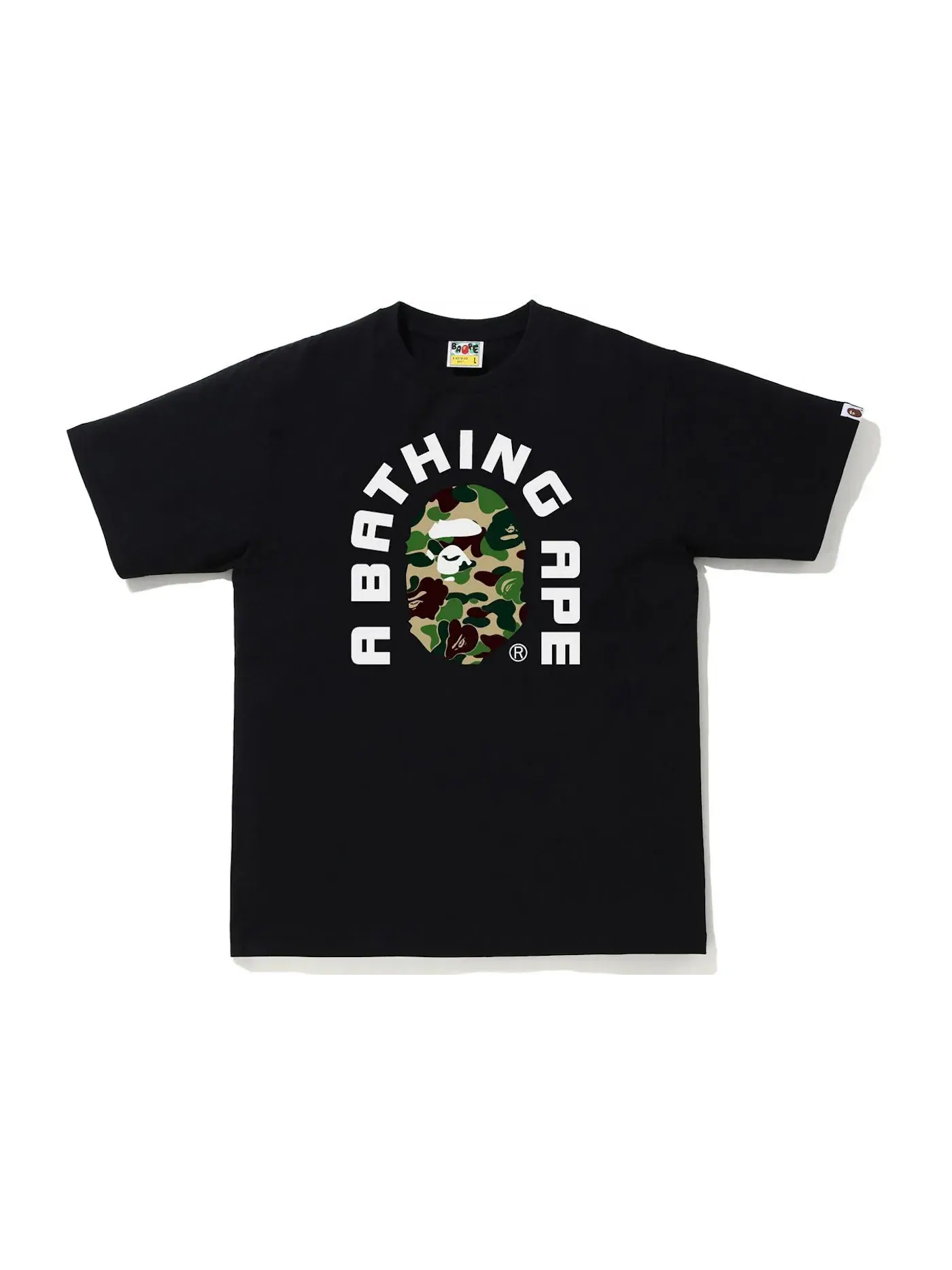 Мужская футболка с принтом BAPE ABC Camo College 2020 Tee BAPE — изображение 1 из 1, черный/зеленый