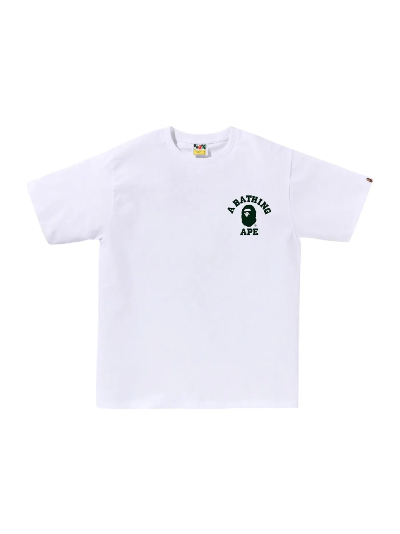 Мужская футболка с принтом BAPE ABC Camo College ATS Tee — изображение 2 из 2, белый/зеленый