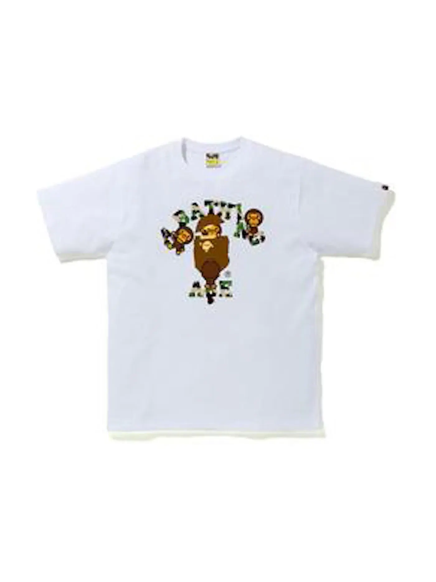Мужская футболка с камуфляжным принтом BAPE ABC Camo College Milo Tee BAPE — изображение 1 из 1, белый/зеленый