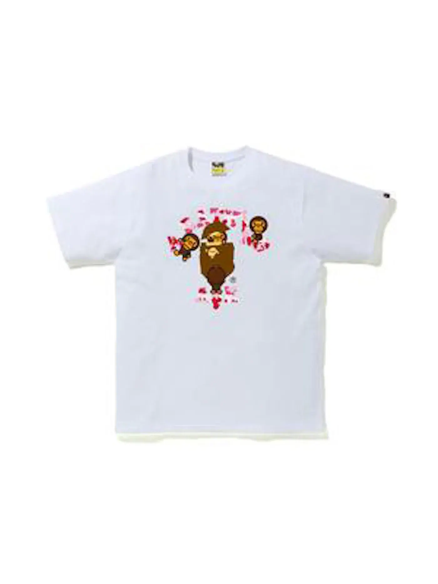 Мужская футболка с принтом ABC Camo College Milo Tee BAPE — изображение 1 из 1, белый/розовый