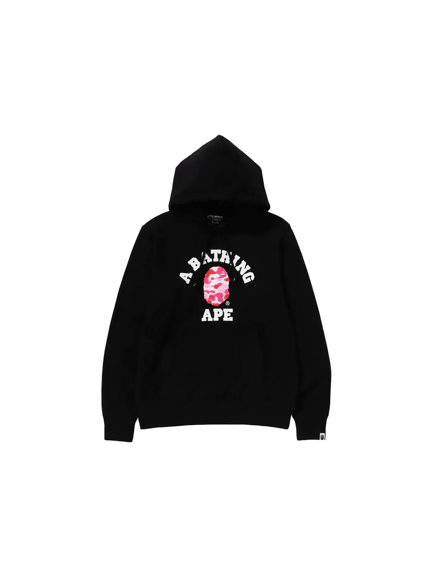 Мужской пуловер с капюшоном с принтом ABC Camo College BAPE — изображение 1 из 2, черный/розовый