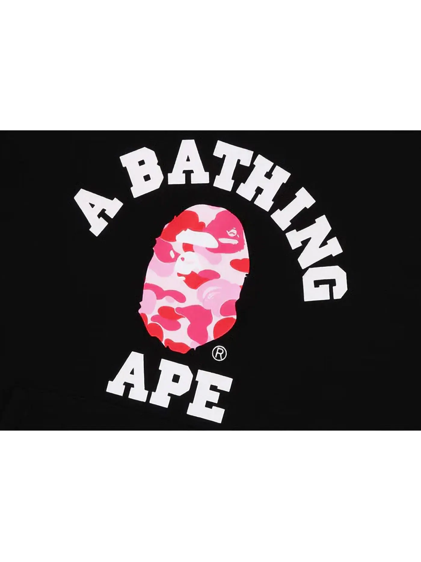 Мужской пуловер с капюшоном с принтом ABC Camo College BAPE — изображение 2 из 2, черный/розовый