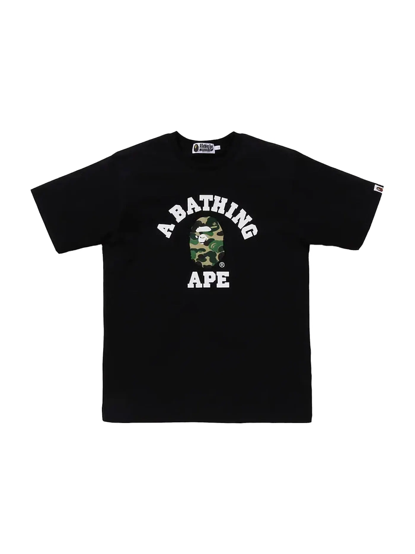 Мужская футболка с принтом BAPE ABC Camo College Organic Cotton Tee BAPE — изображение 1 из 2, черный/зеленый