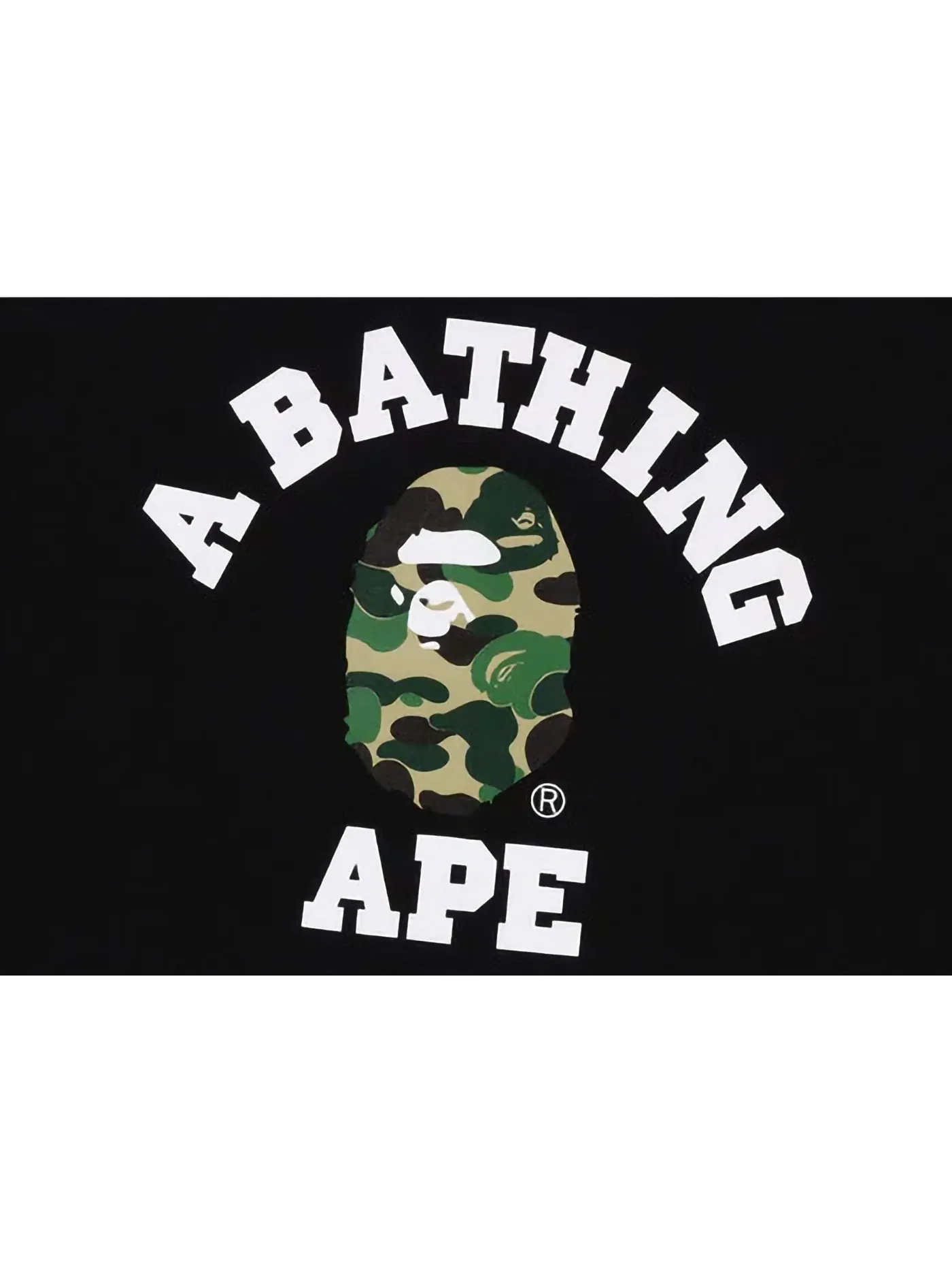 Мужская футболка с принтом BAPE ABC Camo College Organic Cotton Tee BAPE — изображение 2 из 2, черный/зеленый
