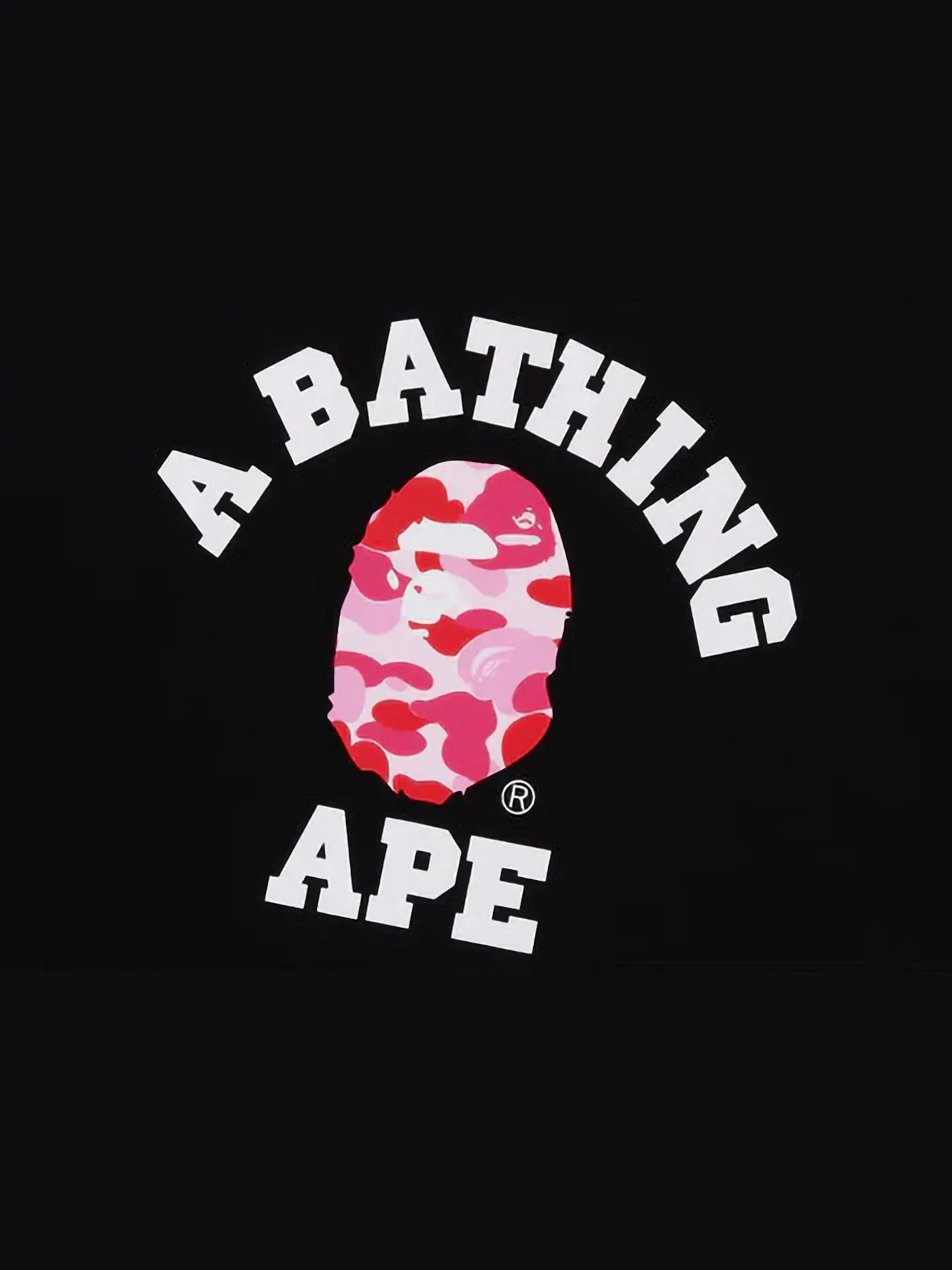 Мужская футболка с принтом ABC Camo College BAPE — изображение 2 из 2, черный/розовый