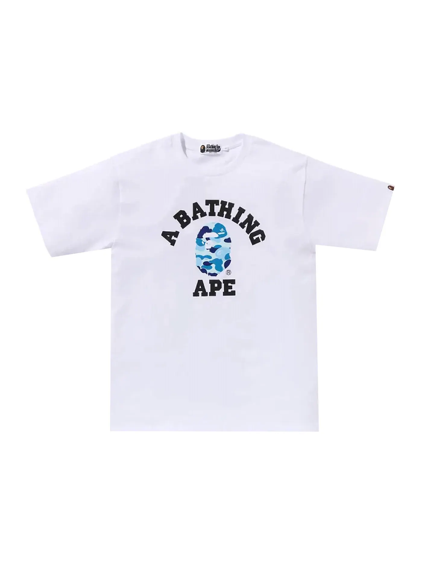 Мужская футболка с принтом BAPE ABC Camo College Organic Cotton Tee — изображение 1 из 2, белый/синий