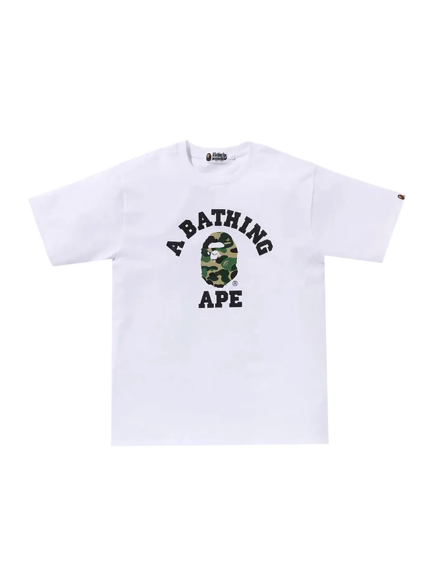 Мужская футболка с принтом BAPE ABC Camo College Organic Cotton Tee — изображение 1 из 2, белый/зеленый