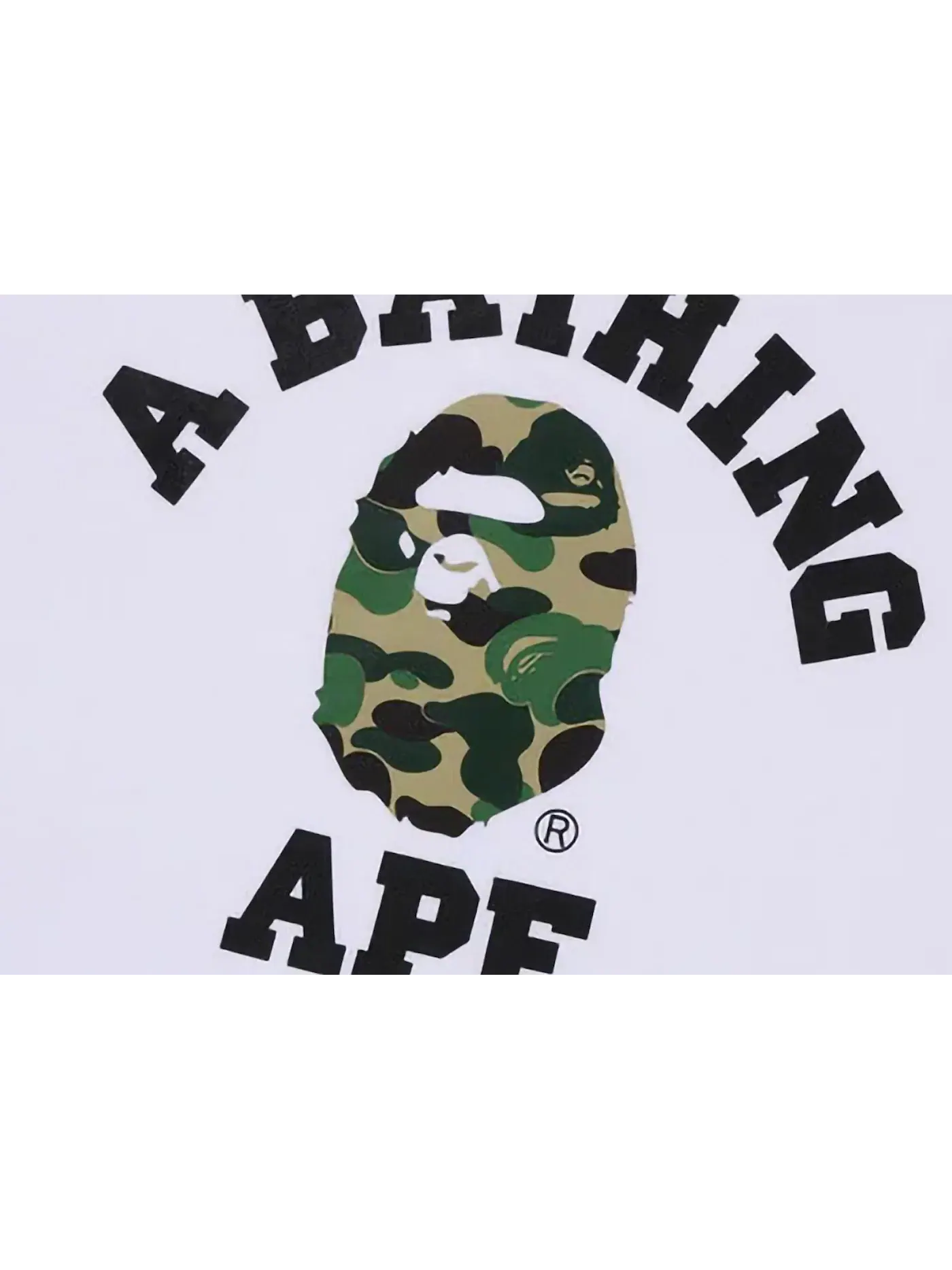 Мужская футболка с принтом BAPE ABC Camo College Organic Cotton Tee — изображение 2 из 2, белый/зеленый