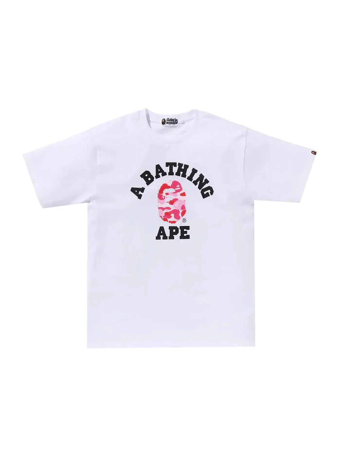 Мужская футболка хлопковая BAPE ABC Camo College Organic Cotton Tee — изображение 1 из 2, белый/розовый