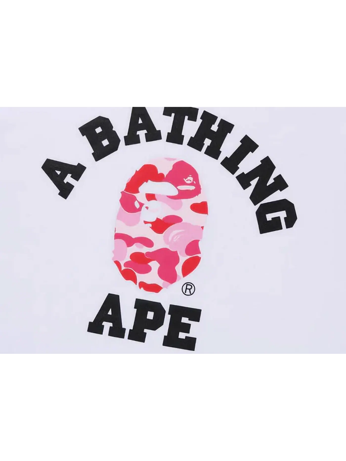 Мужская футболка хлопковая BAPE ABC Camo College Organic Cotton Tee — изображение 2 из 2, белый/розовый