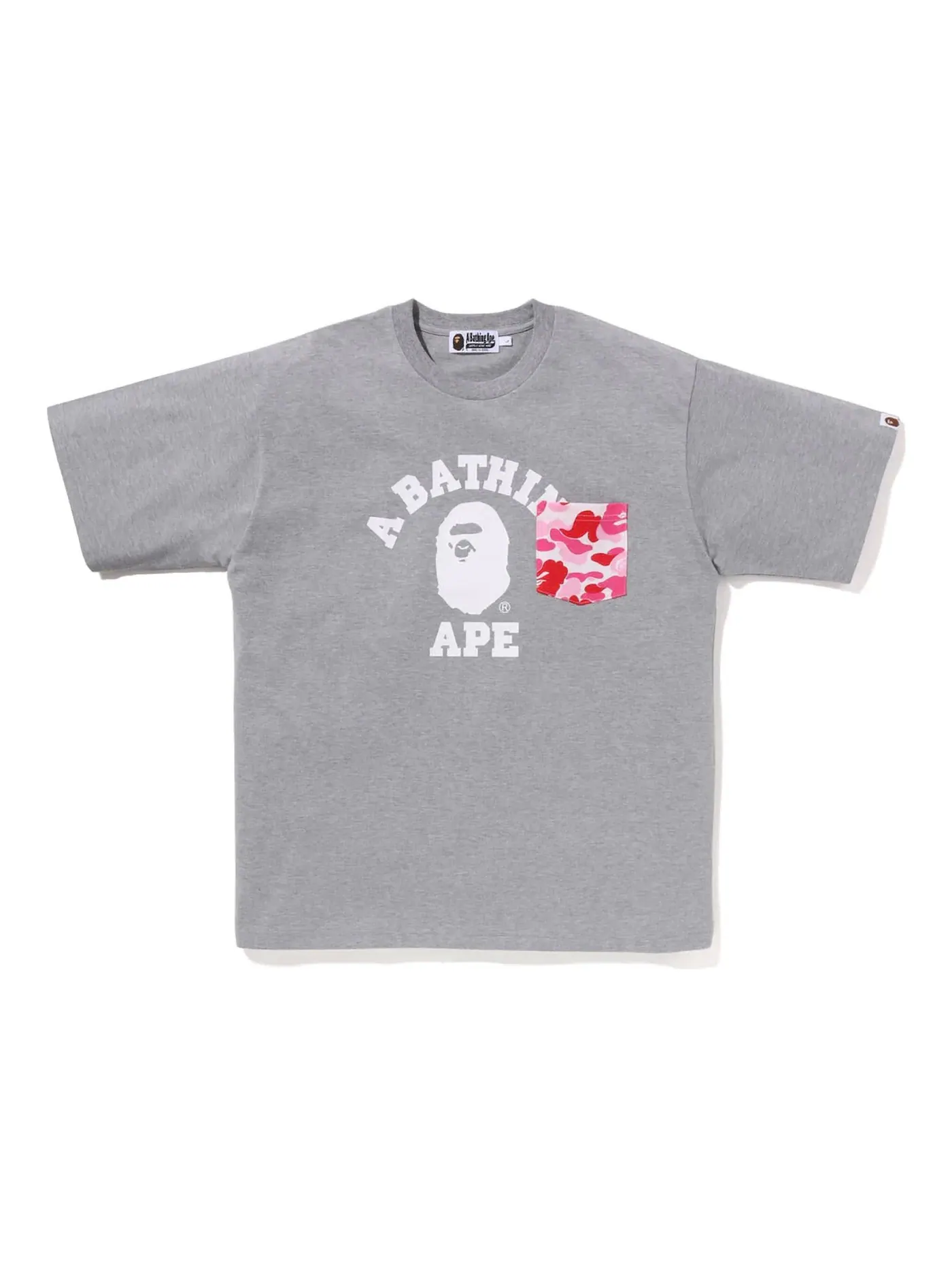 Мужская футболка с принтом ABC Camo College Pocket Relaxed Tee BAPE — изображение 1 из 1, серый