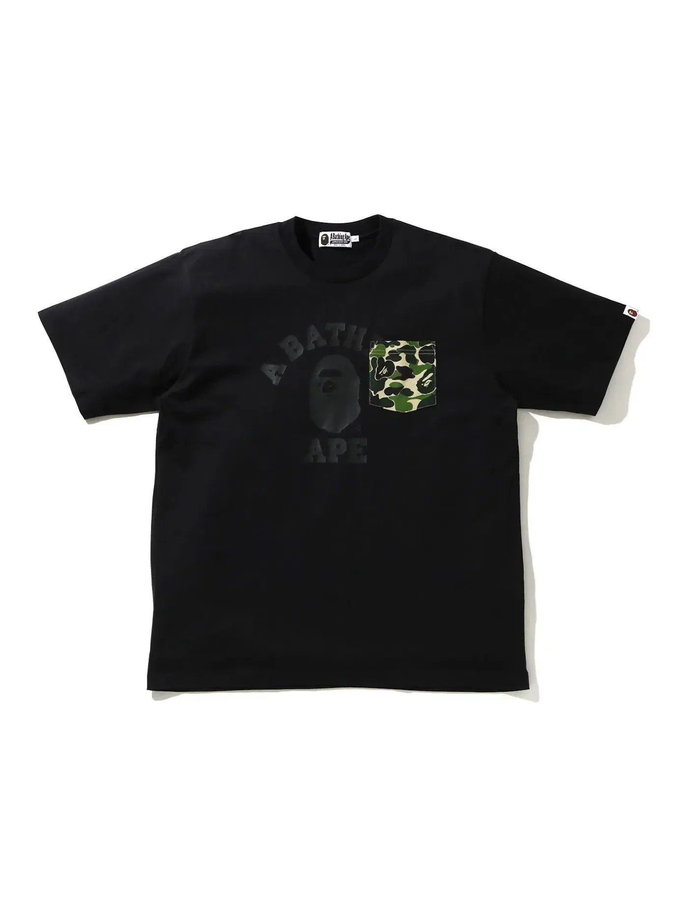 Мужская футболка свободного кроя с карманом BAPE ABC Camo College Tee — изображение 1 из 1, черный