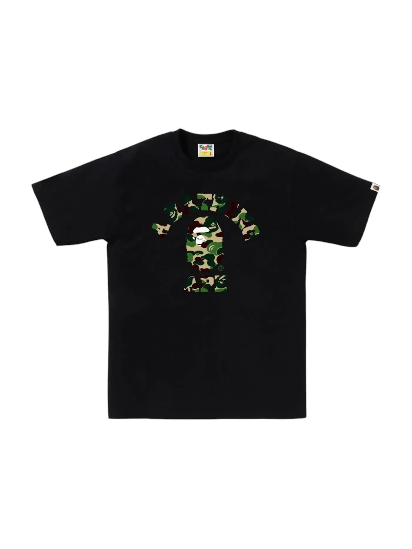 Мужская футболка с принтом BAPE ABC Camo College Tee BAPE — изображение 1 из 1, черный/зеленый