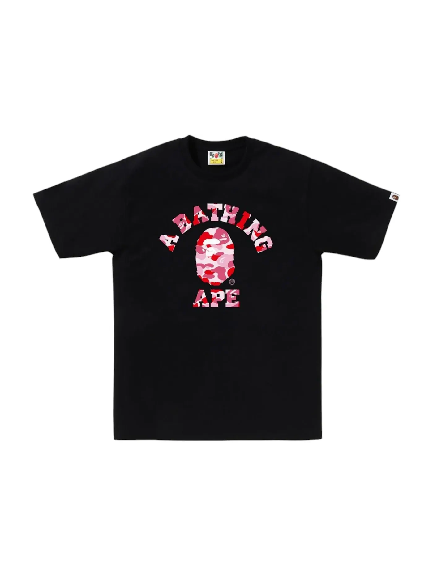 Мужская футболка с принтом BAPE ABC Camo College Tee BAPE — изображение 1 из 1, черный/розовый