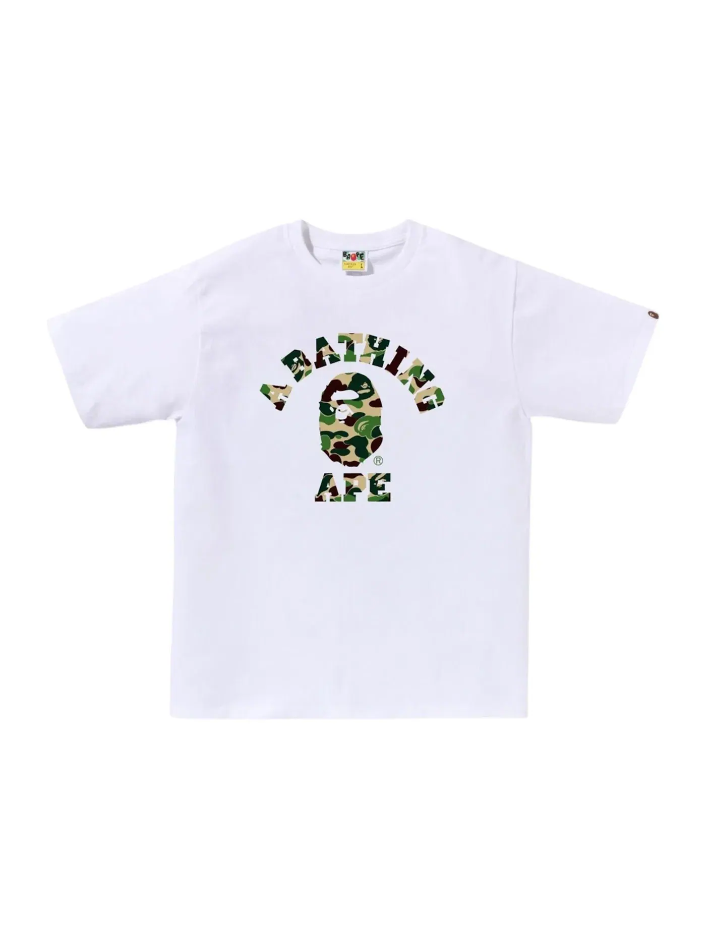 Мужская футболка с принтом BAPE ABC Camo College Tee BAPE — изображение 1 из 1, белый/зеленый