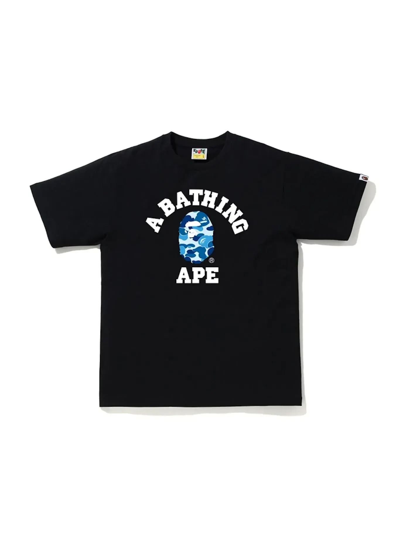 Мужская футболка с принтом BAPE ABC Camo College Tee BAPE — изображение 1 из 1, черный/синий