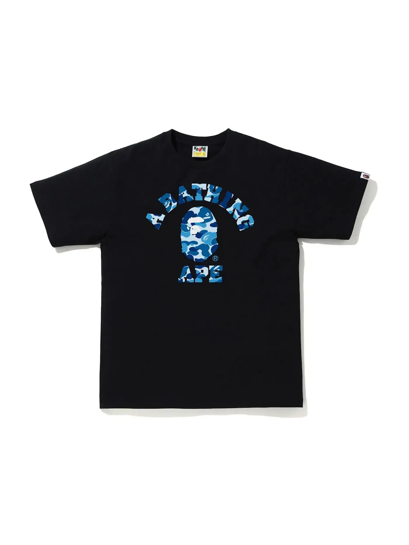 Мужская футболка с принтом BAPE ABC Camo College Tee (SS21) — изображение 1 из 1, черный/синий