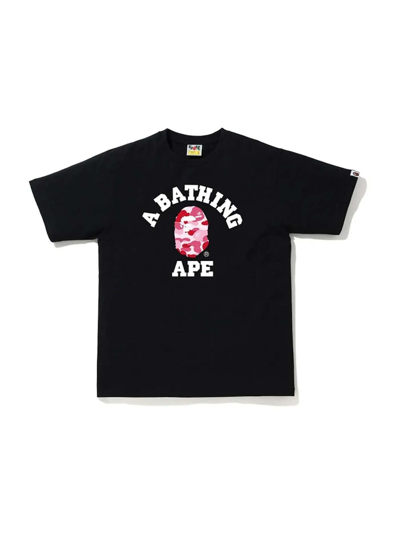 Мужская футболка с камуфляжным принтом BAPE ABC Camo College Tee BAPE — изображение 1 из 1, черный/розовый