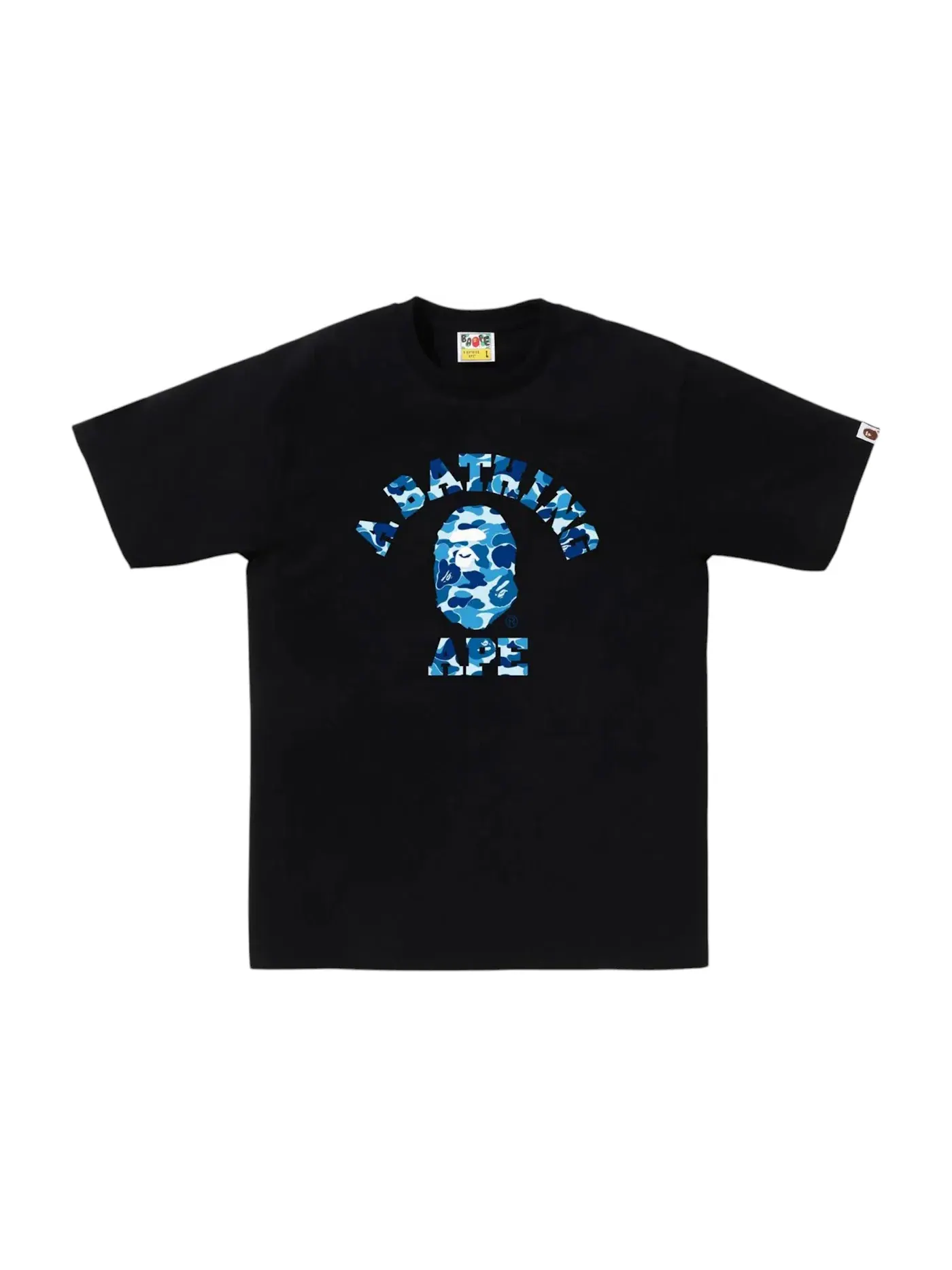Мужская футболка с принтом ABC Camo College Tee BAPE — изображение 1 из 1, черный/синий