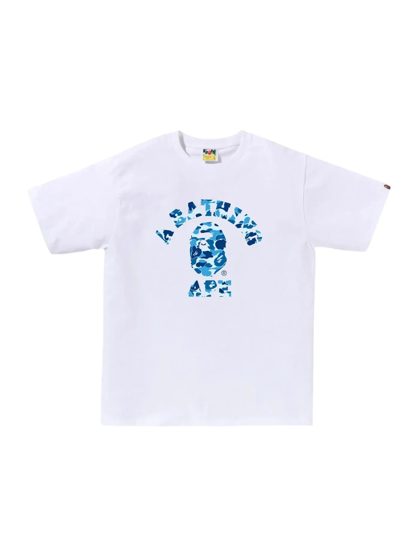 Мужская футболка с принтом BAPE ABC Camo College Tee (FW25) BAPE — изображение 1 из 1, белый/синий