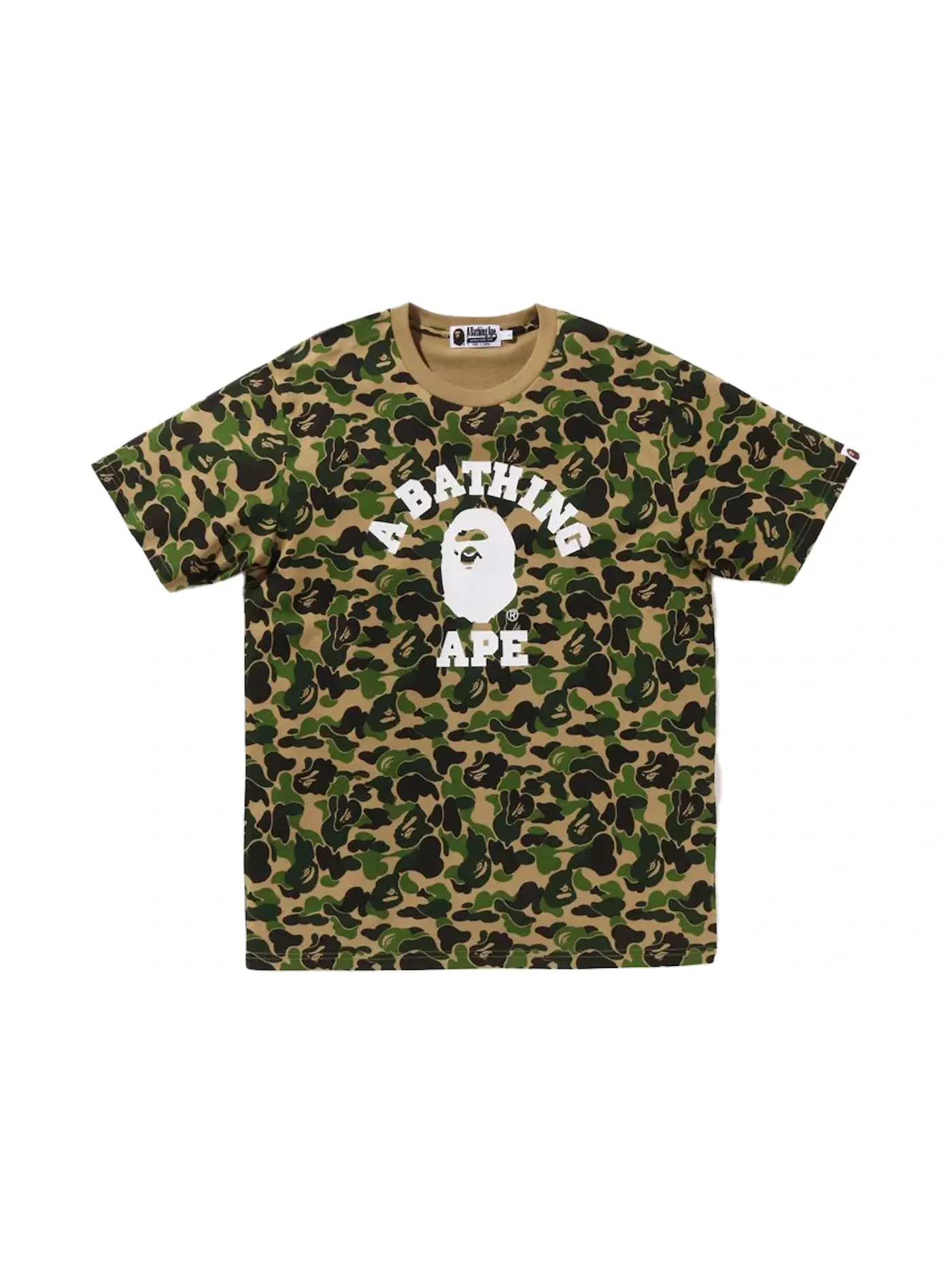 Мужская футболка с принтом ABC Camo College BAPE — изображение 1 из 1, зеленый
