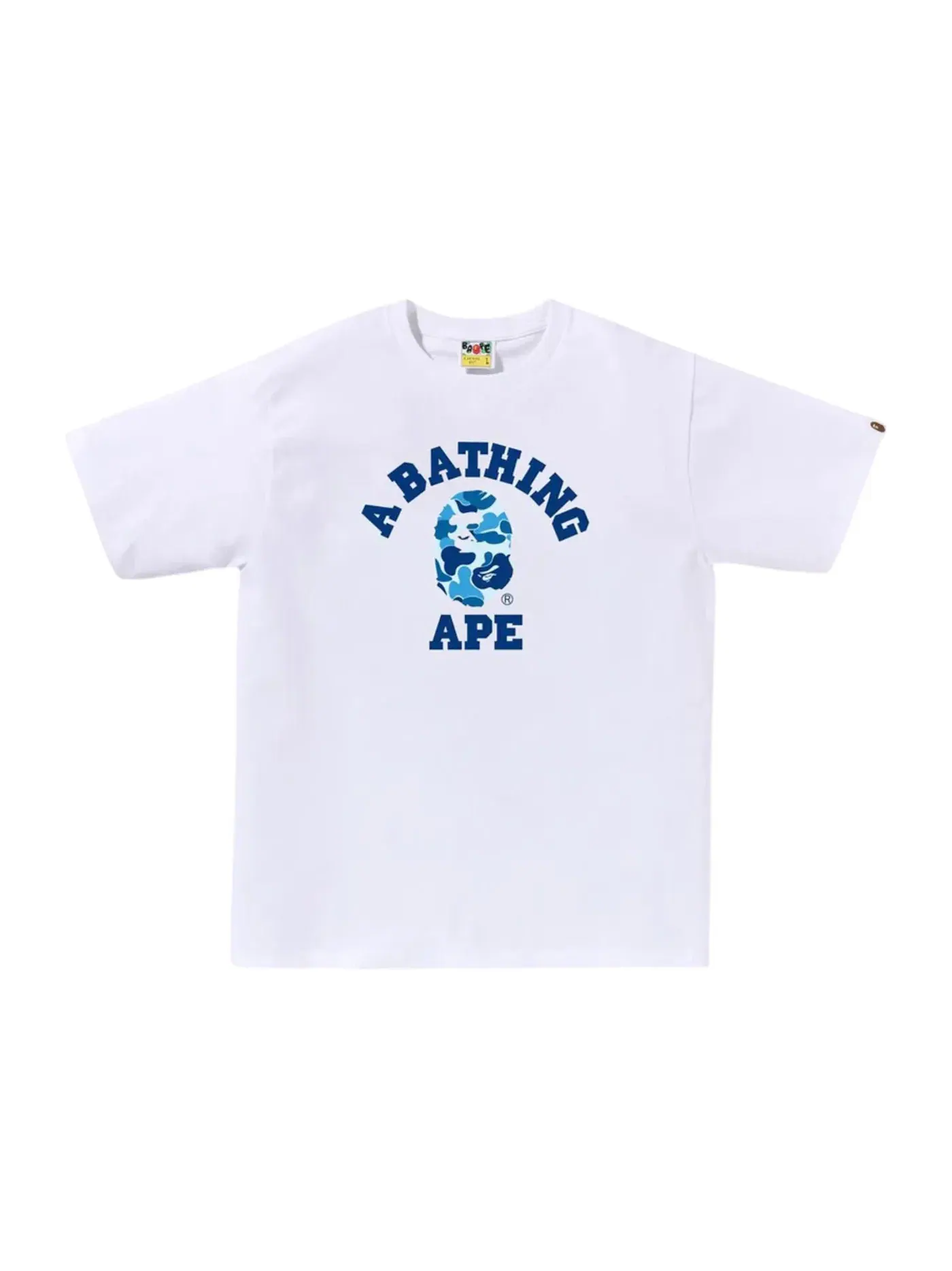 Мужская футболка с принтом BAPE ABC Camo College Tee (SS25) BAPE — изображение 1 из 1, белый/синий