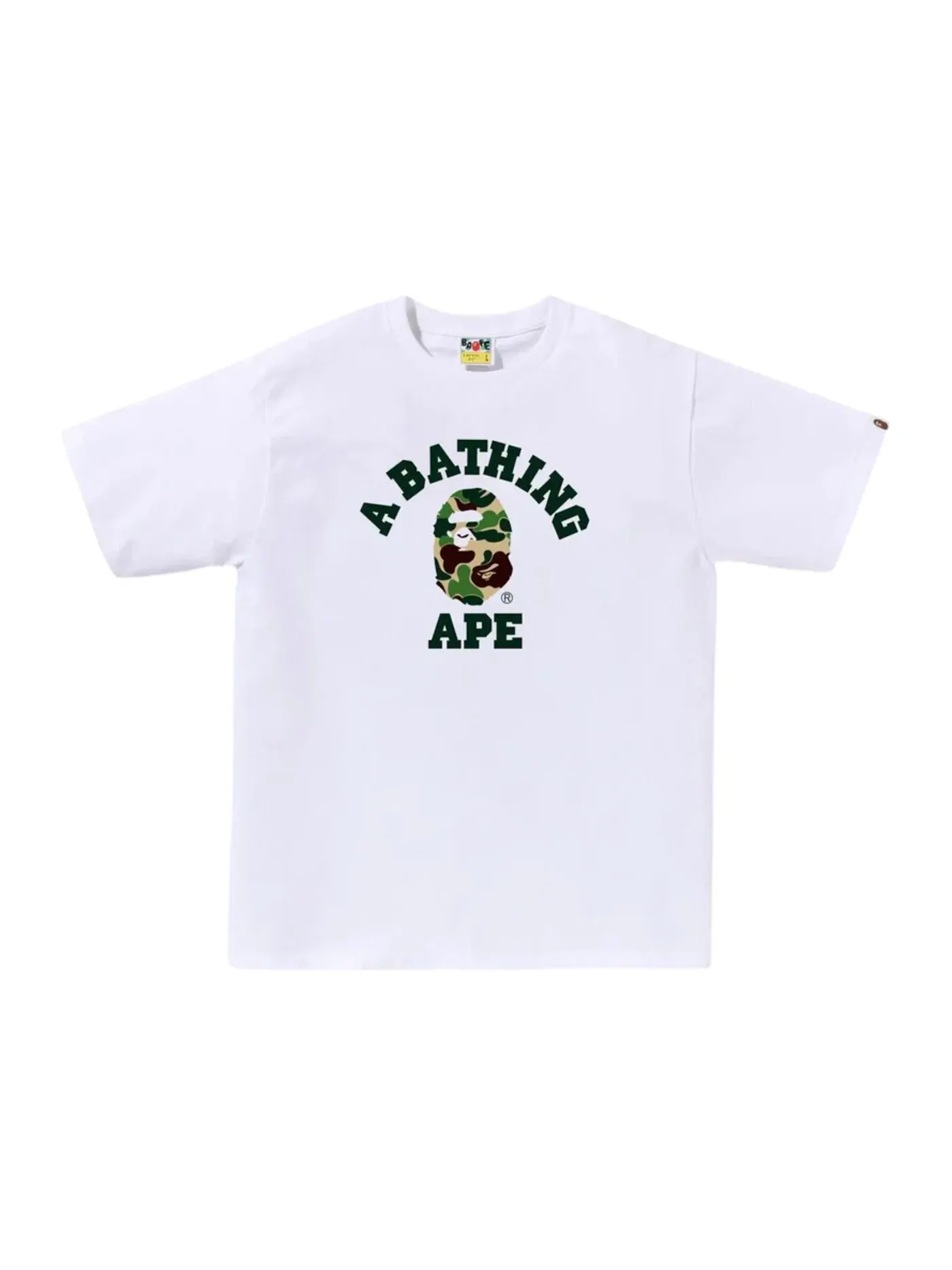 Мужская футболка с принтом BAPE ABC Camo College Tee BAPE — изображение 1 из 1, белый/зеленый