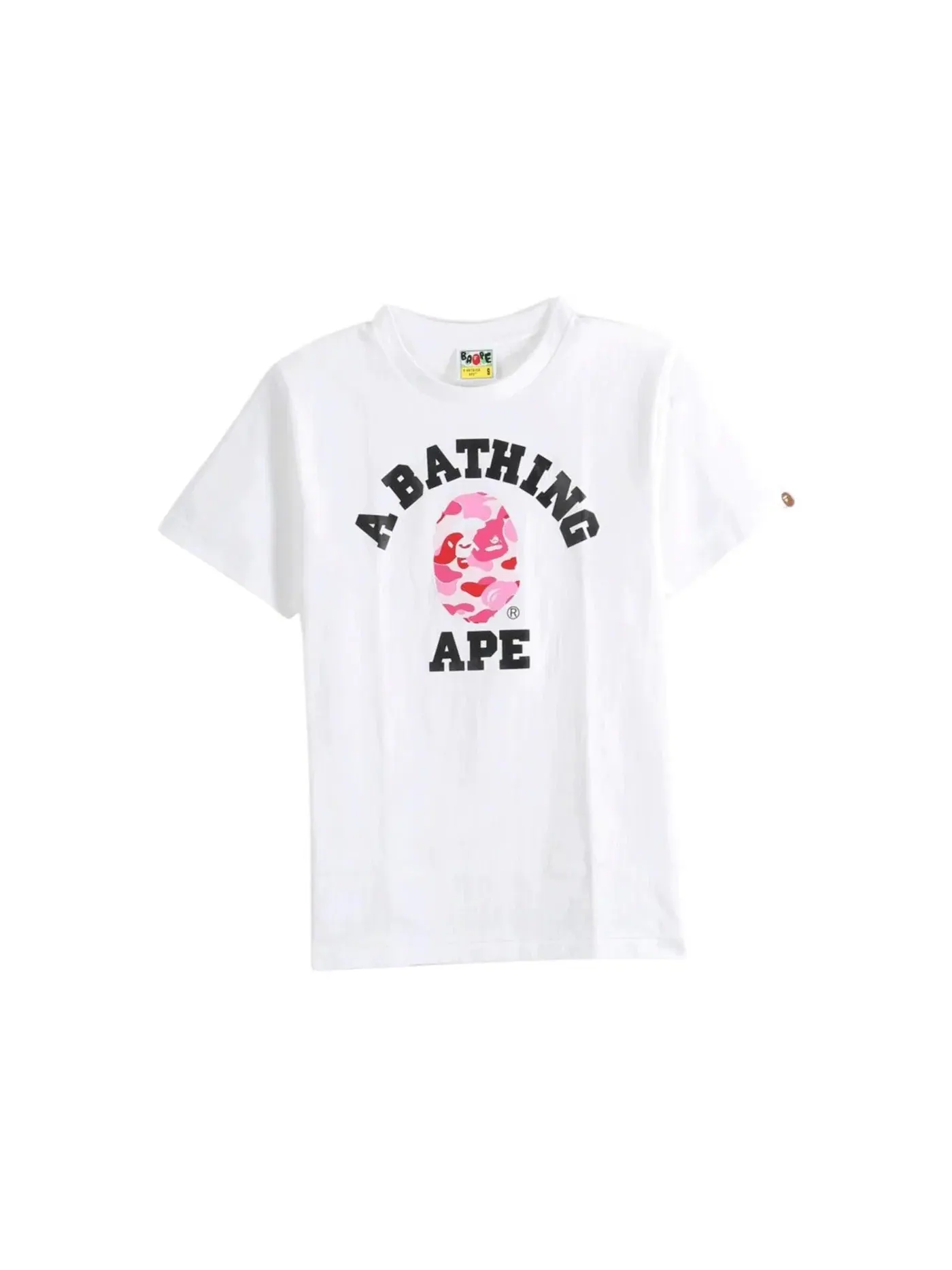 Мужская футболка с принтом BAPE ABC Camo College Tee (SS26) BAPE — изображение 1 из 1, белый/розовый