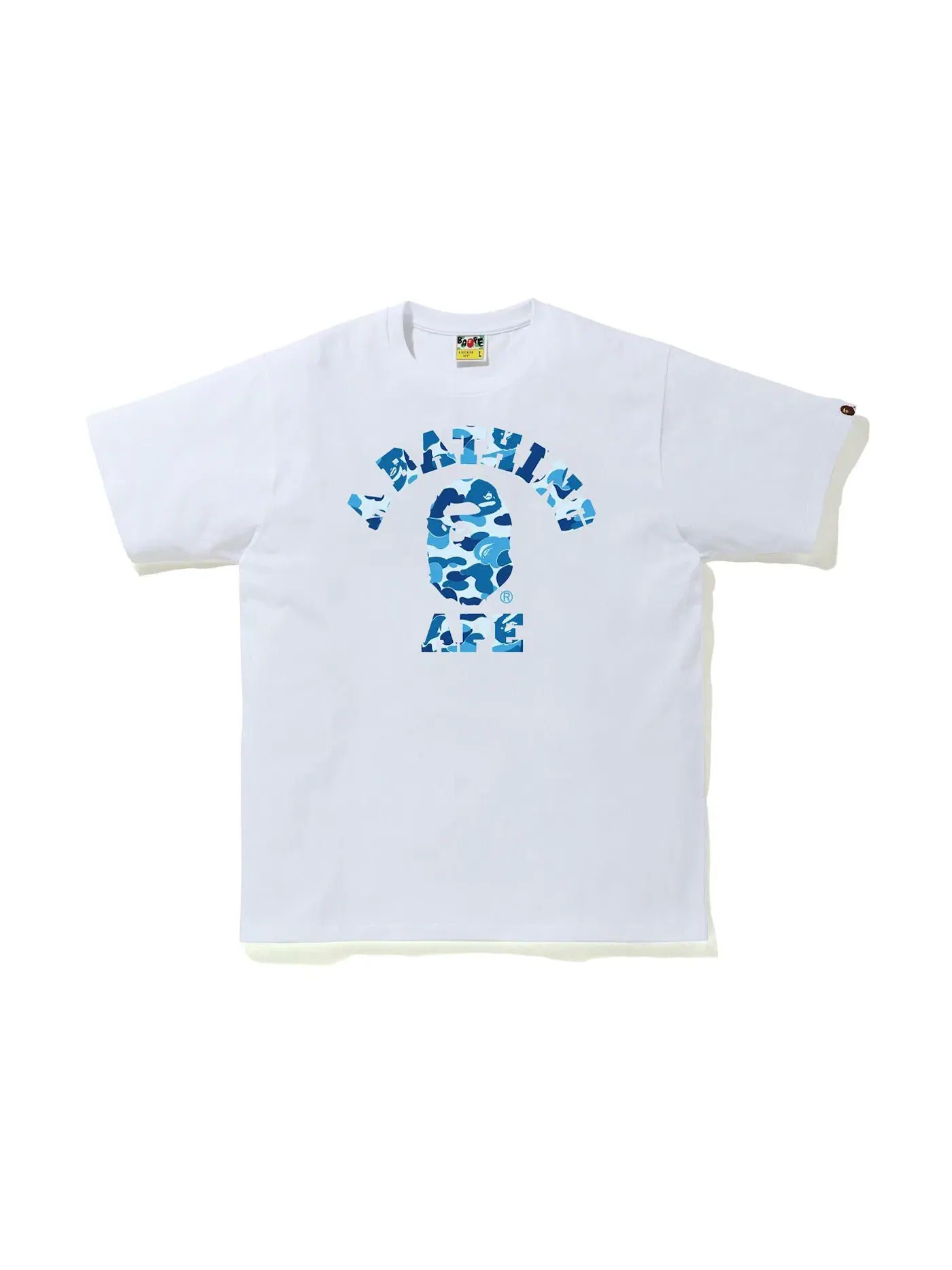 Мужская футболка с камуфляжным принтом BAPE ABC Camo College Tee BAPE — изображение 1 из 1, белый/синий
