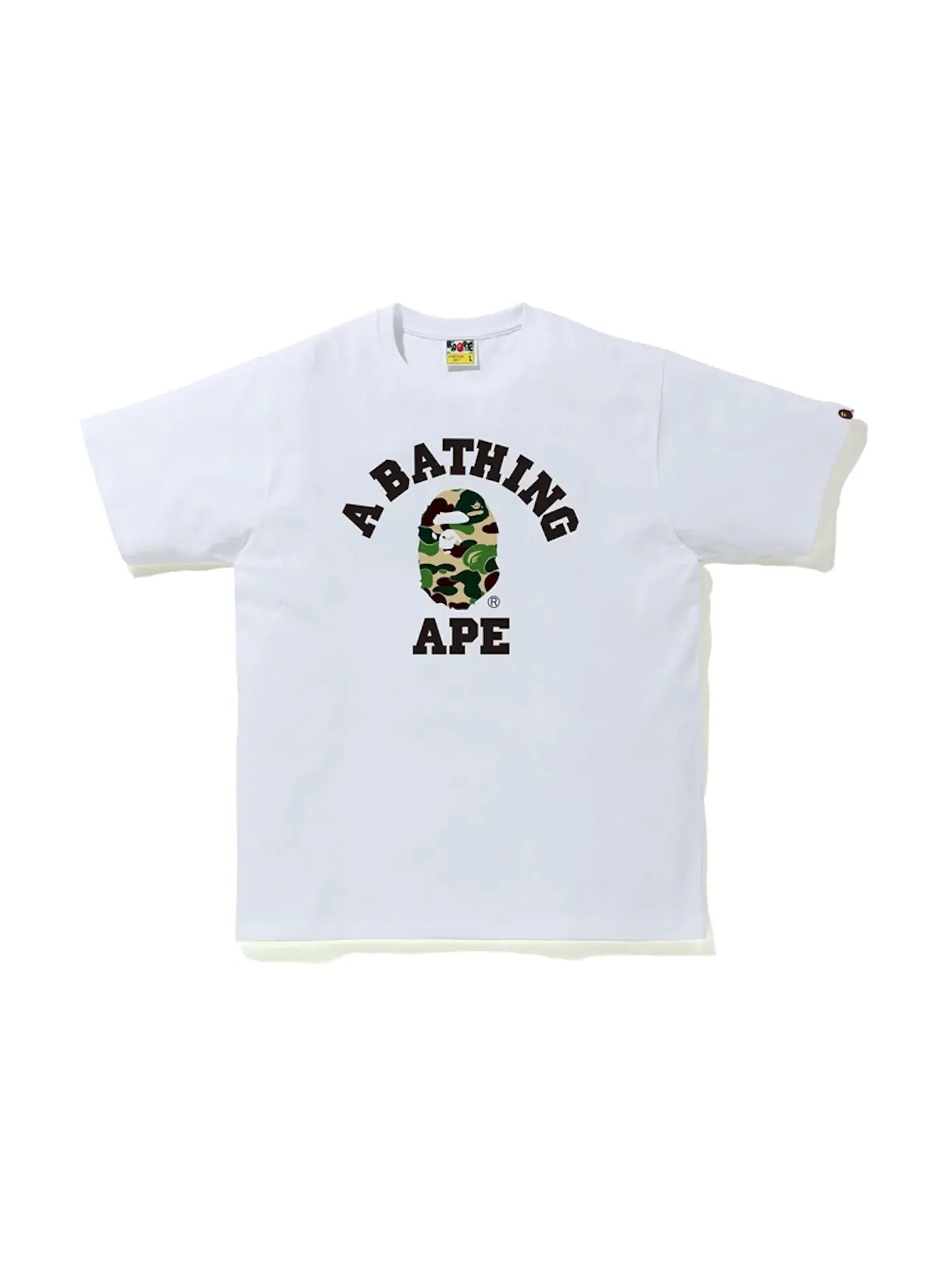 Мужская футболка с принтом BAPE ABC Camo College Tee — изображение 1 из 1, белый/зеленый