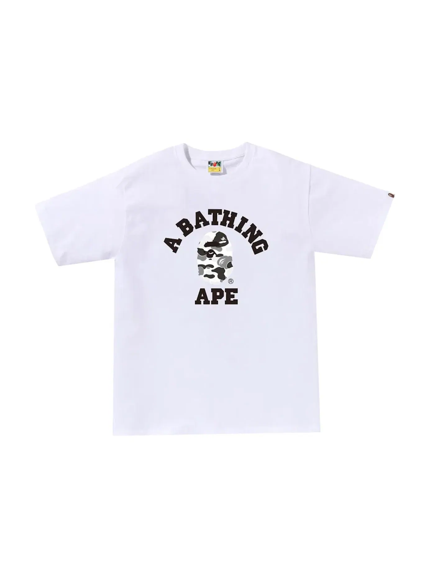 Мужская футболка с принтом BAPE ABC Camo College Tee — изображение 1 из 1, белый/серый